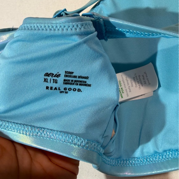 Aerie Blue Prism Holographic Bikini Swim Suit Sz XL Mermaid Beach Vacation - Picture 5 of 5